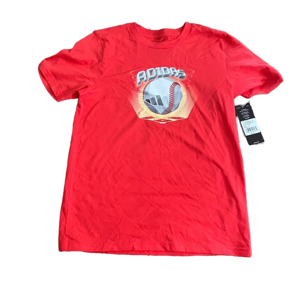 Adidas Kids Orange Graphic Baseball T-Shire NWT